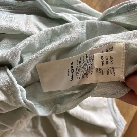 Free People Gray Green Boho Burnout Long Sleeve Top with Lace Sleeves - size X - Picture 7 of 7